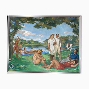 Paul Girol, Paisaje, 1955, gran óleo sobre lienzo