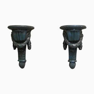 Consoles Murales Vintage Vertes, 1920, Set de 2
