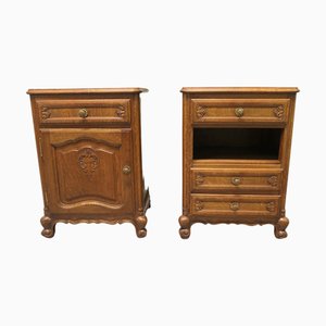 French Golden Oak Bedside Tables, 1960, Set of 2