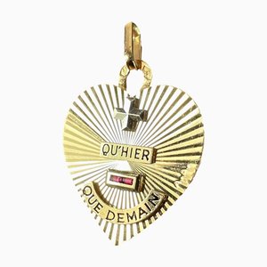 More Than Yesterday Heart 18k Yellow White Gold Pendant, 1920s