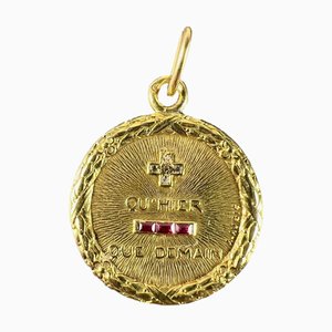 Französischer Liebesanhänger aus 18 Karat Gelbgold, 1890er