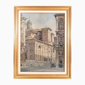 Sergio Albano, Piazza Carignano, 1961, Öl auf Karton