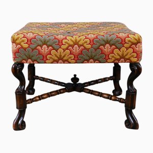 Georgian Revival Piano Stool in Walnut with Needlepoint Seat