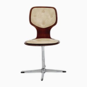 German Space Age Teak and Leather Dinning Chair, 1970s