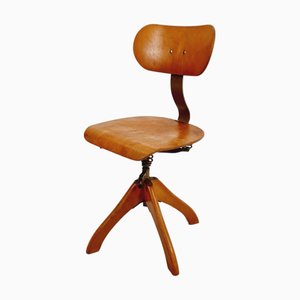 Silla de oficina giratoria Bauhaus de madera de Polster Gleich, años 30