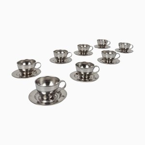 Vintage Italian Espresso Coffee Cups in Stainless Steel, 1970s, Set of 16