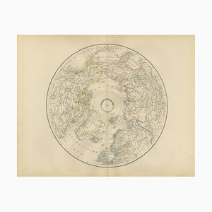 Karte der nördlichen Hemisphäre, zentriert auf dem Nordpol, 1876