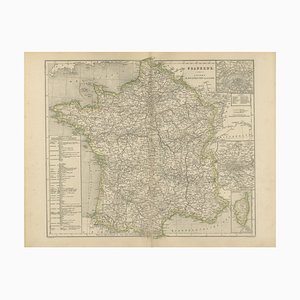 Karte von Frankreich mit Korsika und Paris, 1876