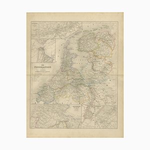 Map of the Netherlands with Insets of Amsterdam and Arnhem, 1876