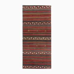 Vintage Kilim Runner Rug with Polychromatic Geometric Stripes