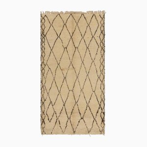 Vintage Moroccan Beige Rug with Brown Geometric Diamond Pattern