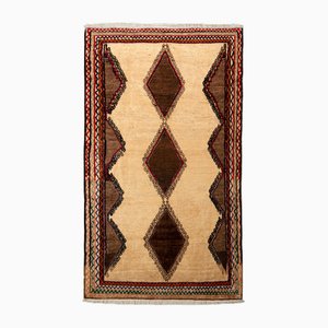Hand-Knotted Vintage Baluch Rug with Beige and Brown Medallions