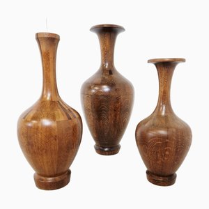 Vintage Wooden Vases from Maurice Bonami, 1970s, Set of 3