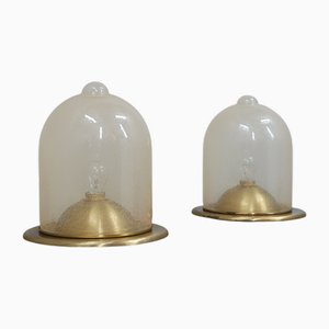 Dome Lamps in Pulegoso Glass & Gilded Brass from La Murrina, 1970s, Set of 2