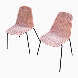 Stapelbare Esszimmerstühle aus Rattan & Eisen von Gian Franco Legler, Schweiz, 1960er, 2er Set