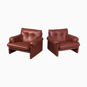 Poltrone Coronado moderne in pelle rossa di Afra e Tobia Scarpa per B&B, Italia, anni '70, set di 2