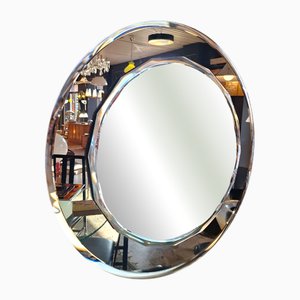 Round Mirror with Glass Frame from Cristal Art, Italy, 1960s