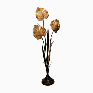 Art Deco Floor Lamp with Golden Leaves