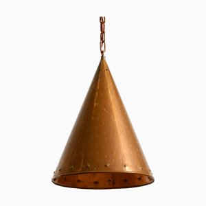 Cone Pendant Lamp in Copper by Th. Valentiner Copenhagen, Denmark, 1960s