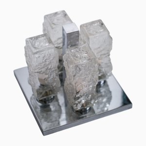 Vintage Einbauleuchte aus Eisglas von Kaiser Leuchten, 1960er