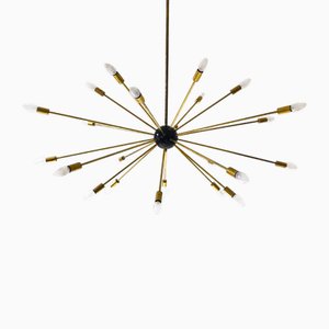 Mid-Century Modern Sputnik Kronleuchter aus Messing, 1950er