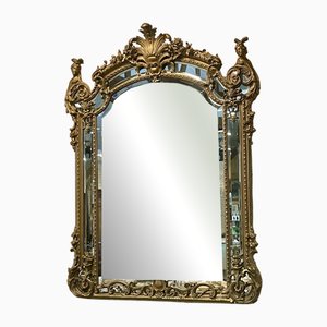 Large Louis XV Style Mirror with Side Panels, Late 19th Century