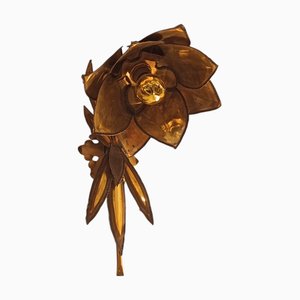 Vergoldete Messing Wandleuchte mit Blumenmotiv von Maison Jansen