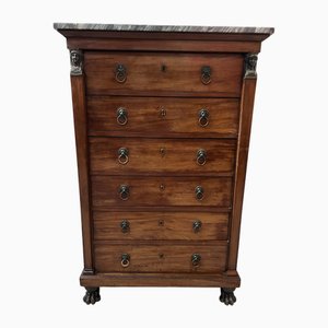Empire Chest of Drawers in Mahogany and Veneer, 19th Century