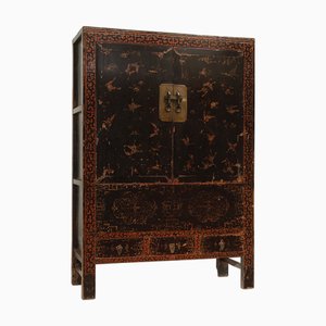 Black Lacquer Shanxi Cabinet with Butterflies