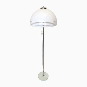 Vintage Mushroom Stehlampe aus Chrom & weißem Kunststoff, 1970er