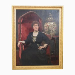 Bildnis einer Dame, Ölgemälde auf Leinwand, 1913, gerahmt