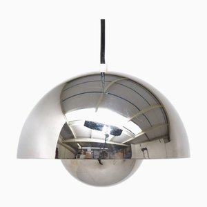 Silver Flowerpot Pendant Lamp by Verner Panton for Louis Poulsen, Denmark, 1960s