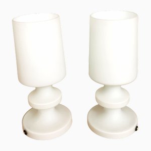 Weiße Vintage Glas Tischlampen von Ivan Jakes, Ehemalige Tschechoslowakei, 1960er, 2er Set