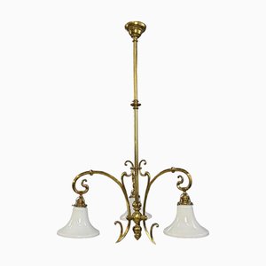 Jugendstil Kronleuchter aus Messing, 1910er