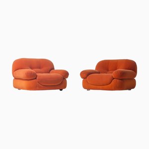 Suede Sapporo Lounge Chairs from Mobil Girgi, Italy, 1970s, Set of 2