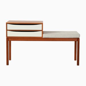 Scandinavian Teak Gossip Chair with White Lacquered Drawers, 1960s