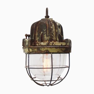 Vintage Industrial French Cast Iron Pendant Lamp by Mapelec Amiens, 1958