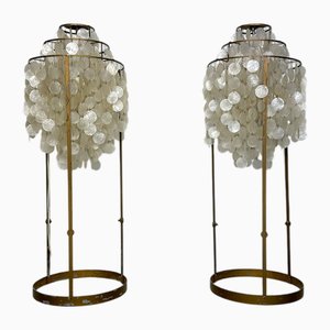 Lampada da terra vintage in metallo con dischi a conchiglia di Verner Panton