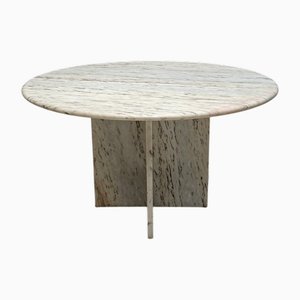 Grande Table de Salle à Manger Ronde Vintage en Marbre, 1970s