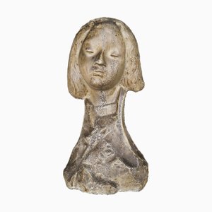 Alexandre Bigot, Large Art Nouveau Reliquary Bust of Saint Fortuna, 1890s-1910s, Glazed Sandstone