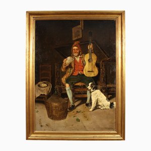 Italian Artist, Genre Scene, 1820, Oil on Canvas, Framed