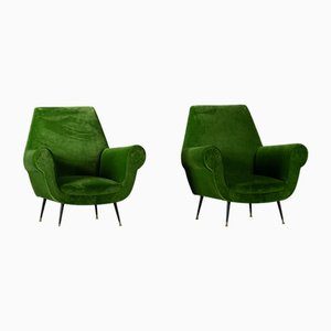 Green Velvet Chairs by Gigi Radice, 1950s, Set of 2