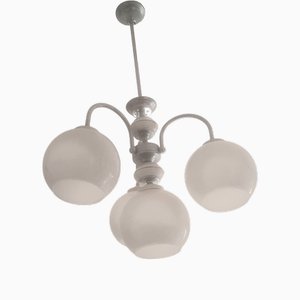 Lampada a quattro fuochi in vetro opalino, anni '60