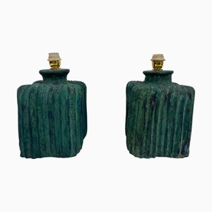 Textured Ceramic Table Lamps, Italy, 1970s, Set of 2