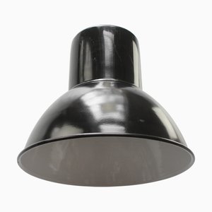 Large Vintage Industrial Black Enamel Pendant Light