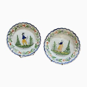 Earthenware Plates from HB Quimper, 1920s, Set of 2