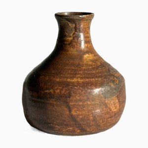 Studio Ceramic Art Vase in Japanese Pottery Technique with Complex Glaze, 1980