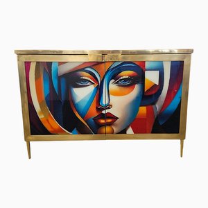 Glass 2-Door Sideboard, 1980s