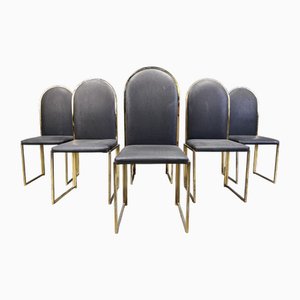 Vintage Brass Dining Chairs from Belgo Chrom, 1970s, Set of 6