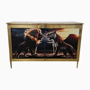 2-türiges Sideboard aus Glas, 1980er